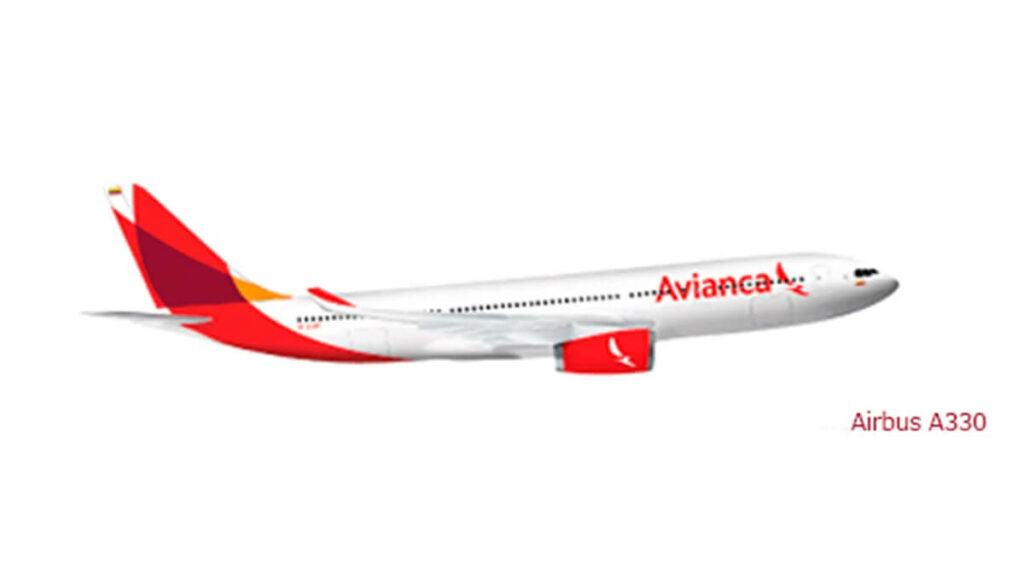 Avião Avianca, branco com detalhes vermelhos