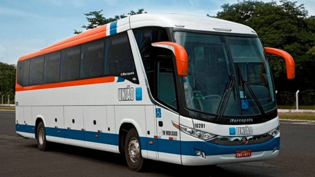 Ônibus Viação União, ônibus branco e laranja